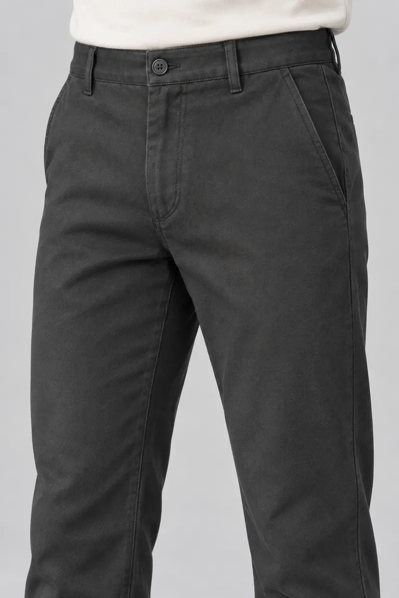 6003 Konfor Bel Detaylı Pantolon, Antrasit — Detay (Makro · konfor bel, fly ve cep)