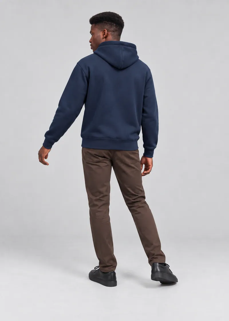 1002 Kapüşonlu Kanguru Cepli Sweatshirt, Koyu lacivert — Arka (Arka · kol açık denge)
