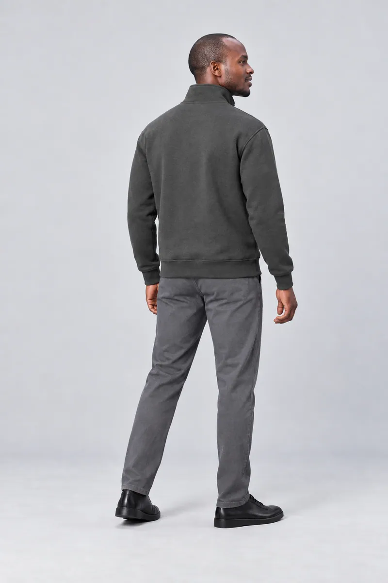 1003 Yarım Fermuarlı Dik Yaka Sweatshirt, Antrasit — Arka (Arka pivot · açık kol)
