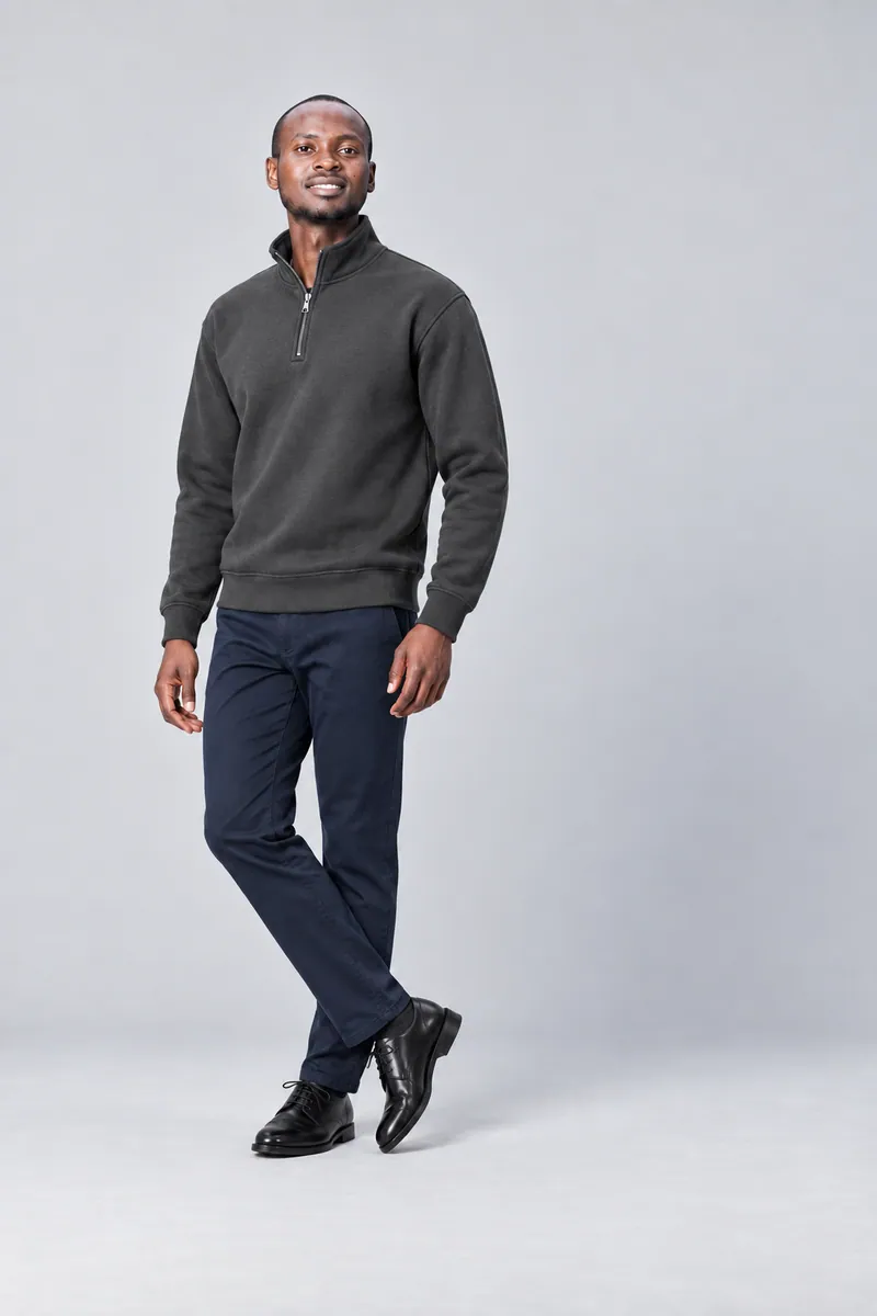 1003 Yarım Fermuarlı Dik Yaka Sweatshirt, Antrasit — Ön (Denge · ön çapraz)