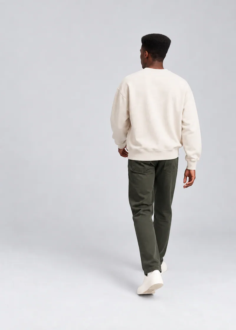 1005 Minimal Göğüs Detaylı Sweatshirt, Ekru — Arka (Arka · omuz karşı dönüş)