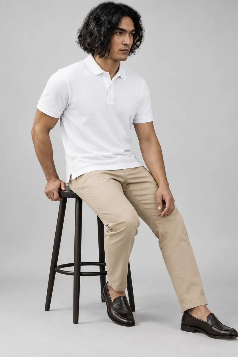 2201 Klasik Pike Polo, Beyaz — Alternatif açı