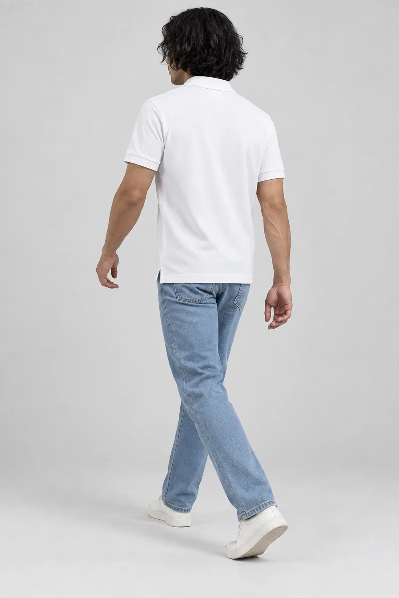 2201 Klasik Pike Polo, Beyaz — Arka