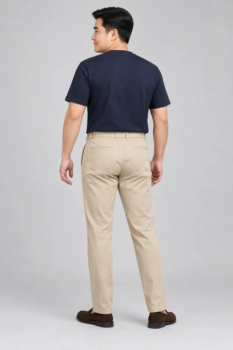 6101 Hafif Chino Pantolon, Taş — Arka
