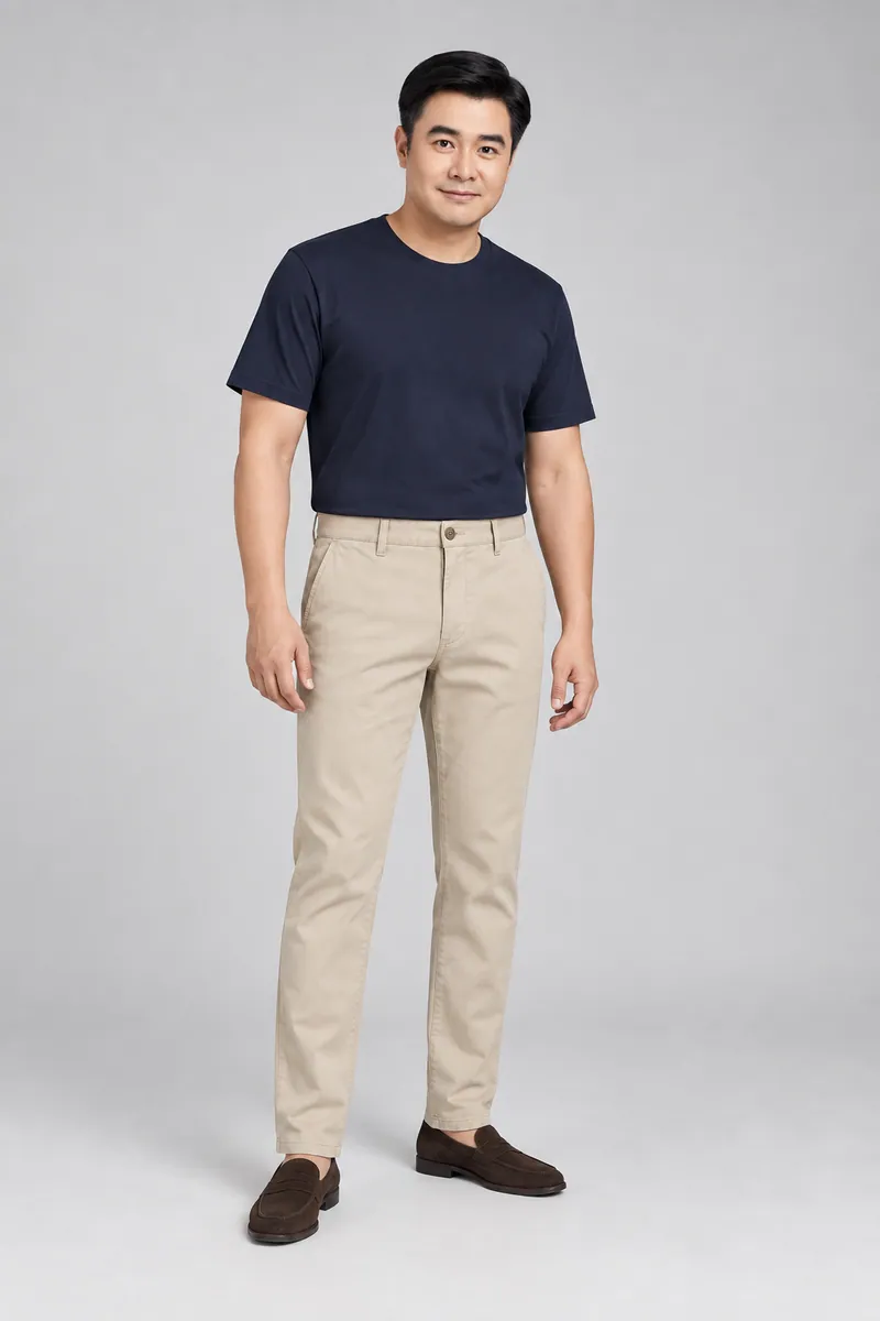 6101 Hafif Chino Pantolon, Taş — Ön