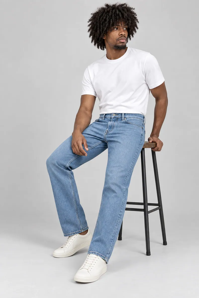 6104 Hafif Düz Paça Denim, Açık indigo — Alternatif açı