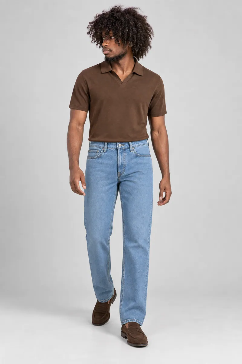 6104 Hafif Düz Paça Denim, Açık indigo — Ön